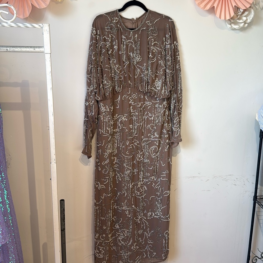 ASOS Brown Maxi Dress with Silver Embellishments